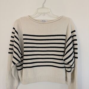 Madewell Size L Cream and Black Striped Sweater